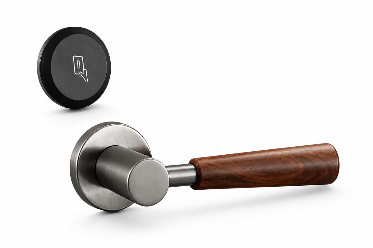 Wood-handle RFID hotel lock with separate card reader
